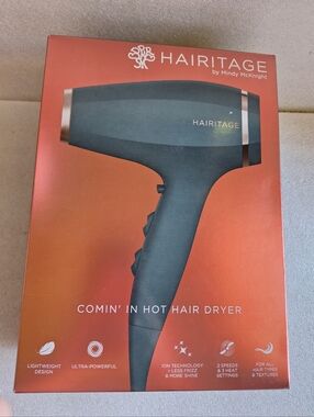 Hairitage Comin' In Hot Hair Dryer 1875W Ionic Pro Blow Dryer Gray/Rose Gold NIB